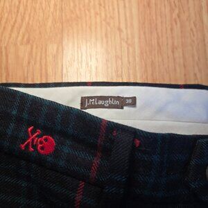 J.McLaughlin Skull & Crossbones Plaid Pants | Size 38 | Preppy Holiday Vibes